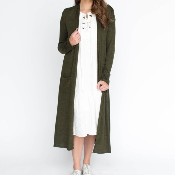 Agnes & Dora Sweaters - Olive/Black Sweater Duster by Agnes & Dora XXS